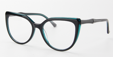 Women Calypso Eyeglasses: Milana Black/Green SpecSMART Eye Clinic (Diagonal View)